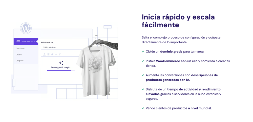 Sitio web de WooCommerce de Hostinger