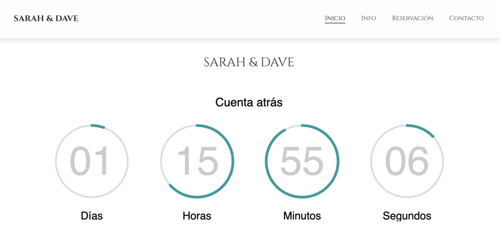 Ejemplo de timer en una web de bodas