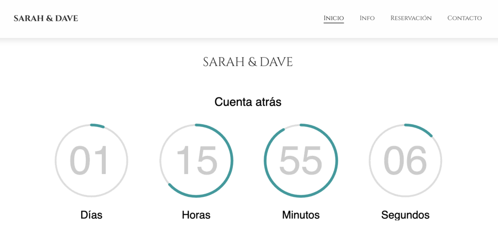 Ejemplo de timer en una web de bodas