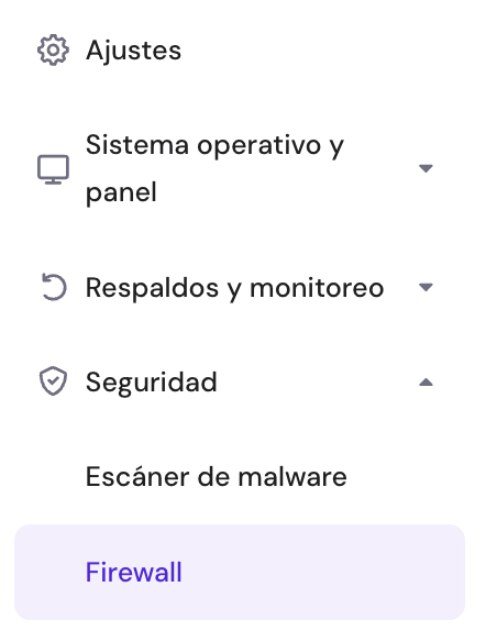 Ajustes de firewall en hPanel