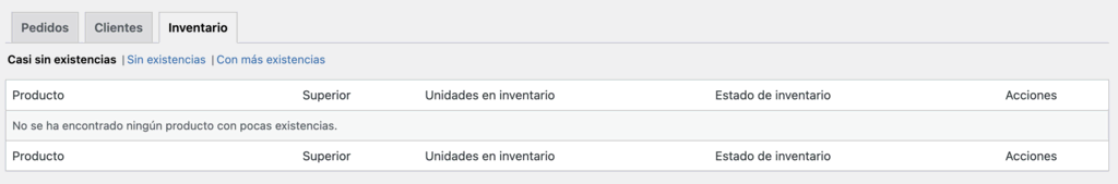 Inventario de WooCommerce