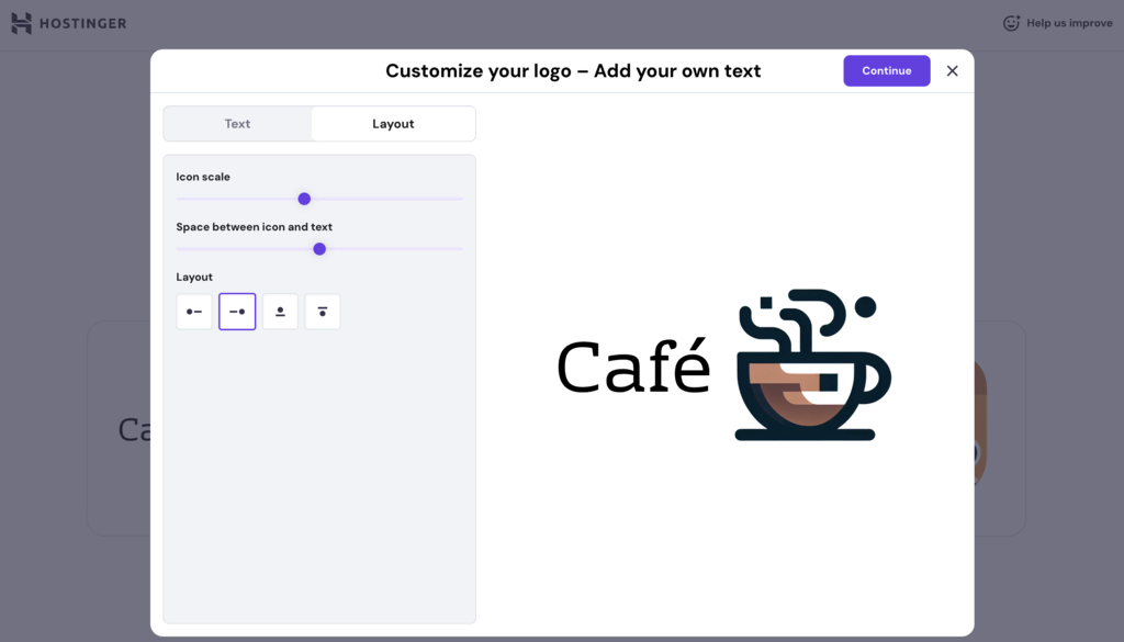 Personalizar logo en el Creador de logos de Hostinger