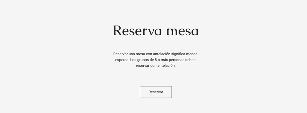 Ejemplo de reservar una mesa en el Creador de Hostinger