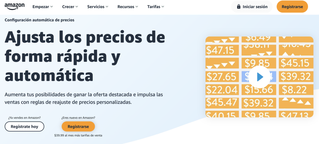 Sitio web de Amazon Automate pricing 