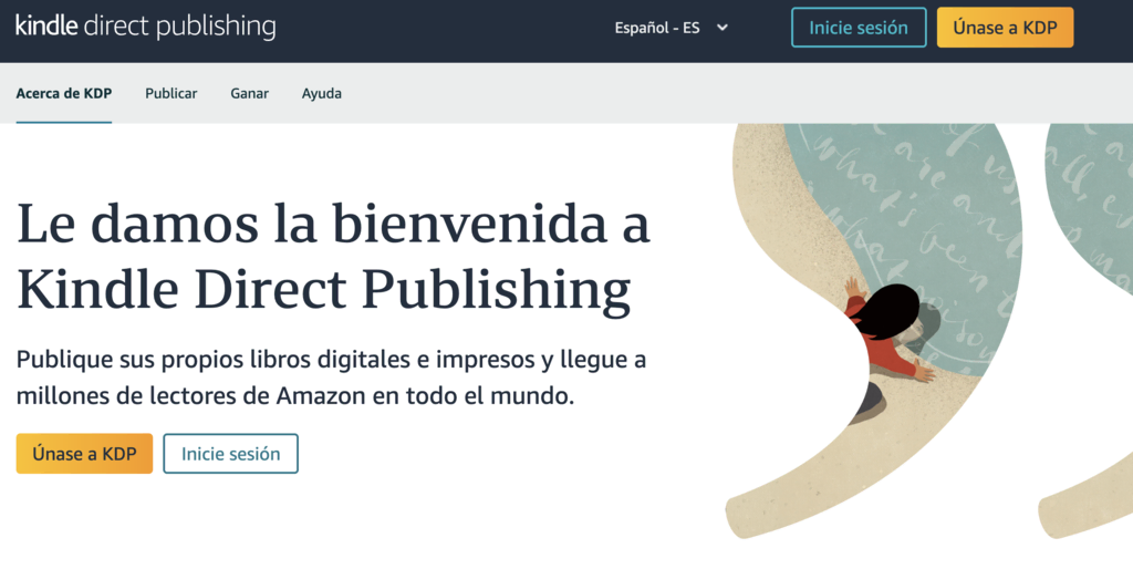 Sitio web de Amazon Kindle Direct Publishing