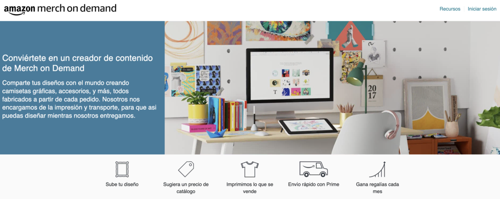 Sitio web de Amazon Merch On Demand