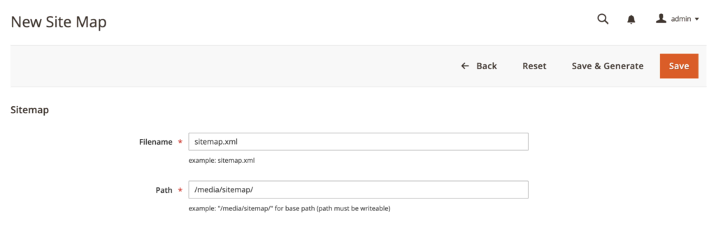 Configurando el mapa del sitio con Magento