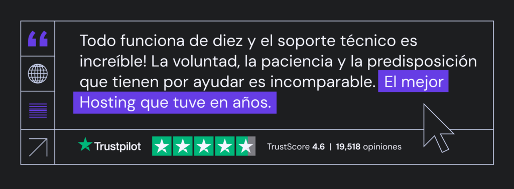 Testimonio web de Hostinger