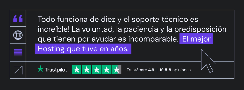 Testimonio web de Hostinger