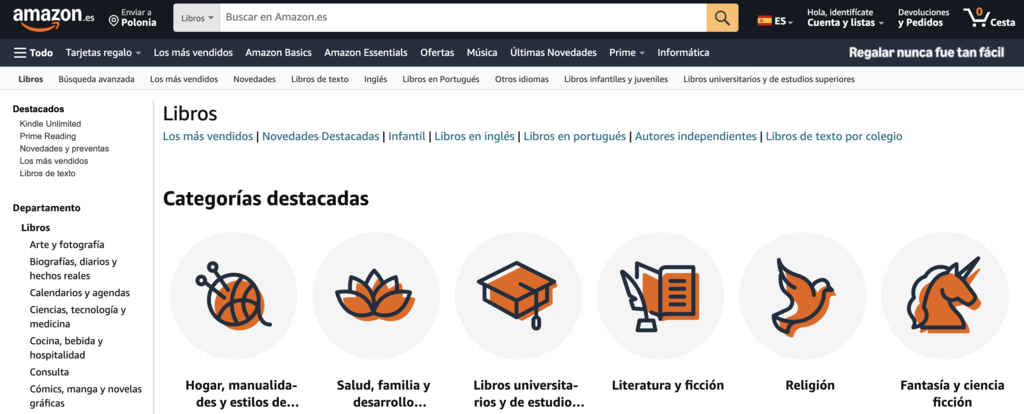 Sitio web de Amazon 