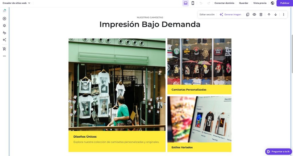 Ejemplo de tienda de impresión bajo demanda en HWB