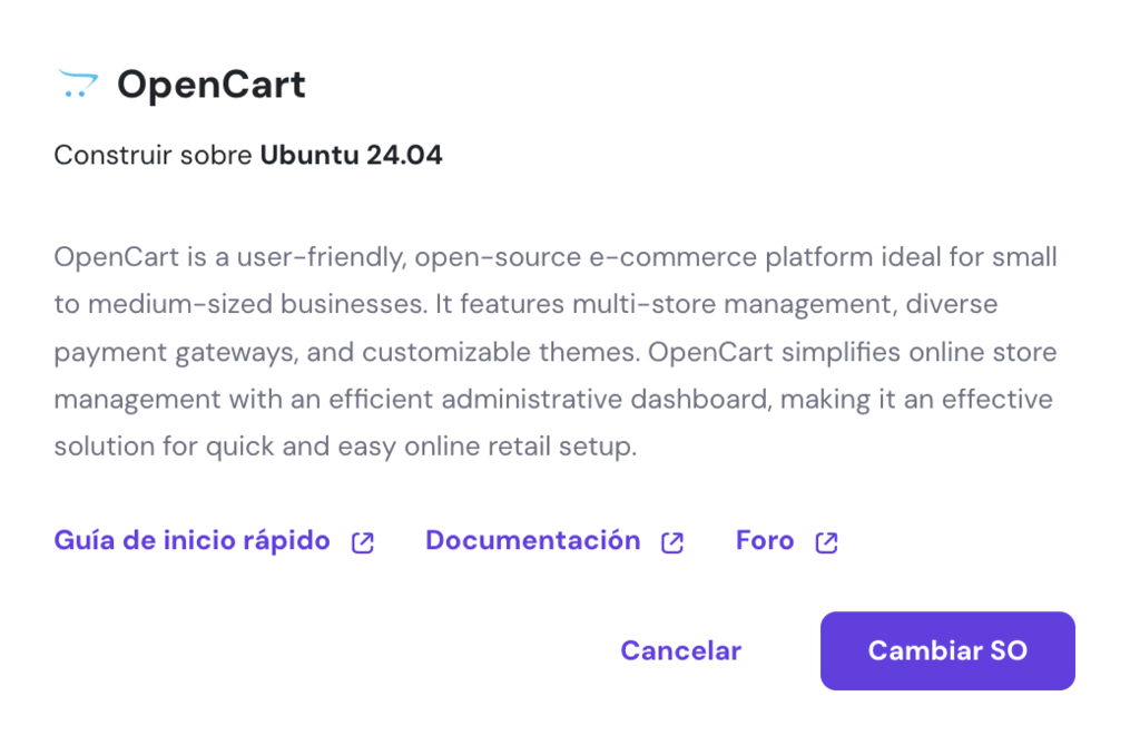 Instalando OpenCart en hPanel