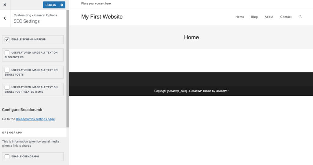 Ajustes de SEO en el tema OceanWP