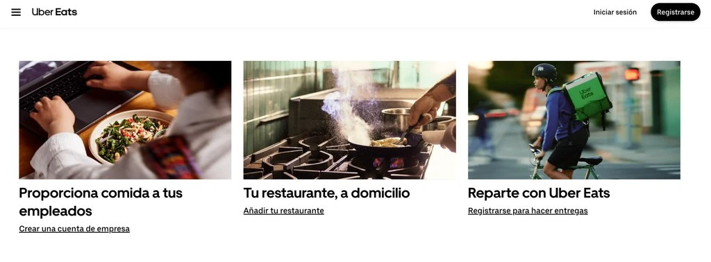 Sitio web de Uber Eats