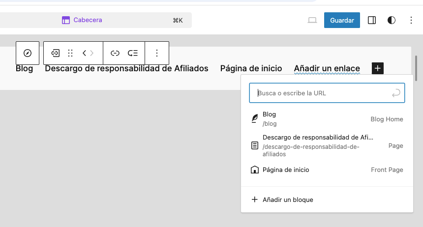 Marcador de posición de link en WordPress