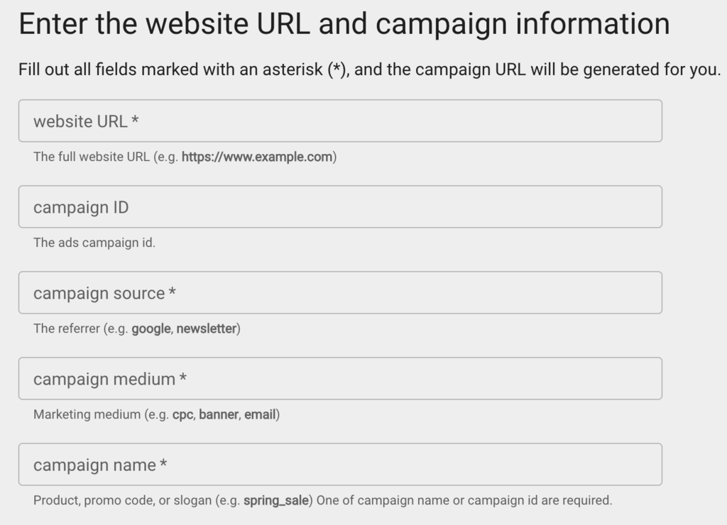 Constructor de URL de Campaña gratuito de Google.