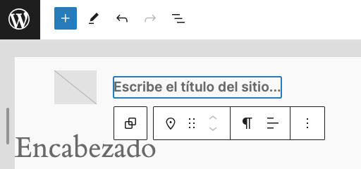 Sección Escribe el título del sitio en WordPress