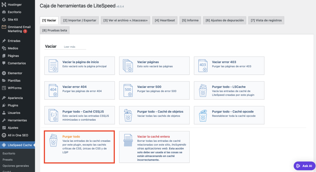 Caja de herramientas de LiteSpeed Cache