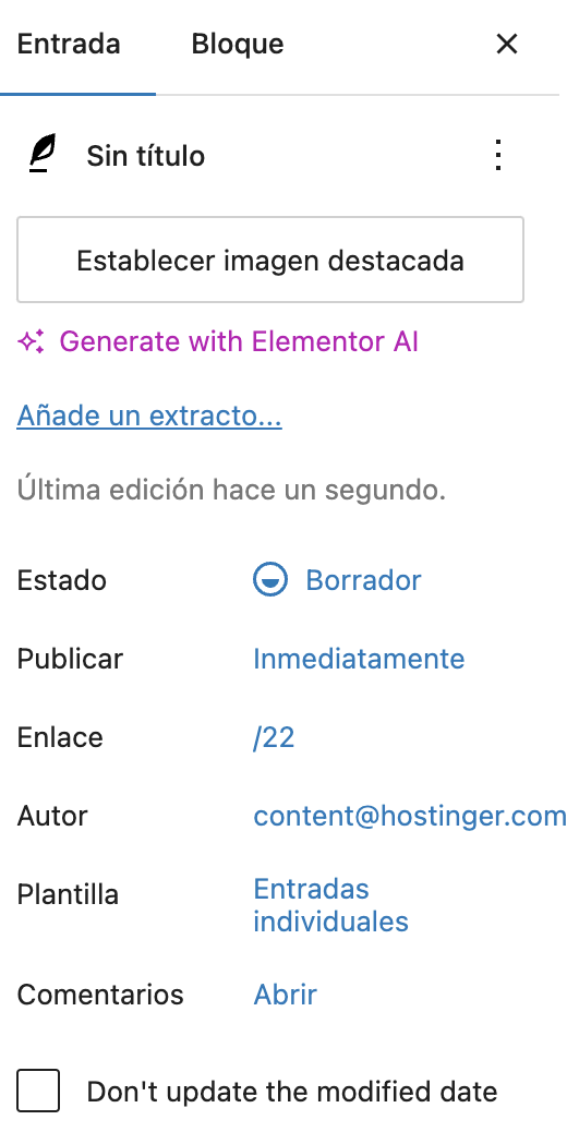 Opciones de publicación del Editor de WordPress