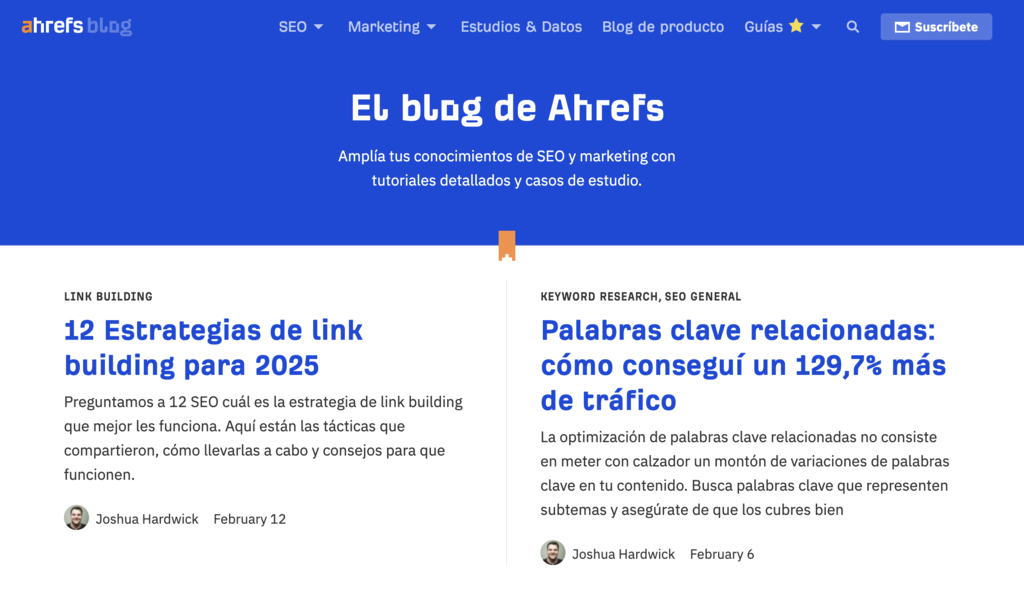 Sitio del blog de Ahrefs